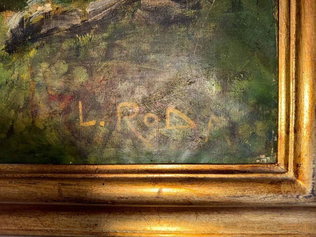 Leonardo Roda (Italian, 1868–1933) Alpine Landscape with Cattle