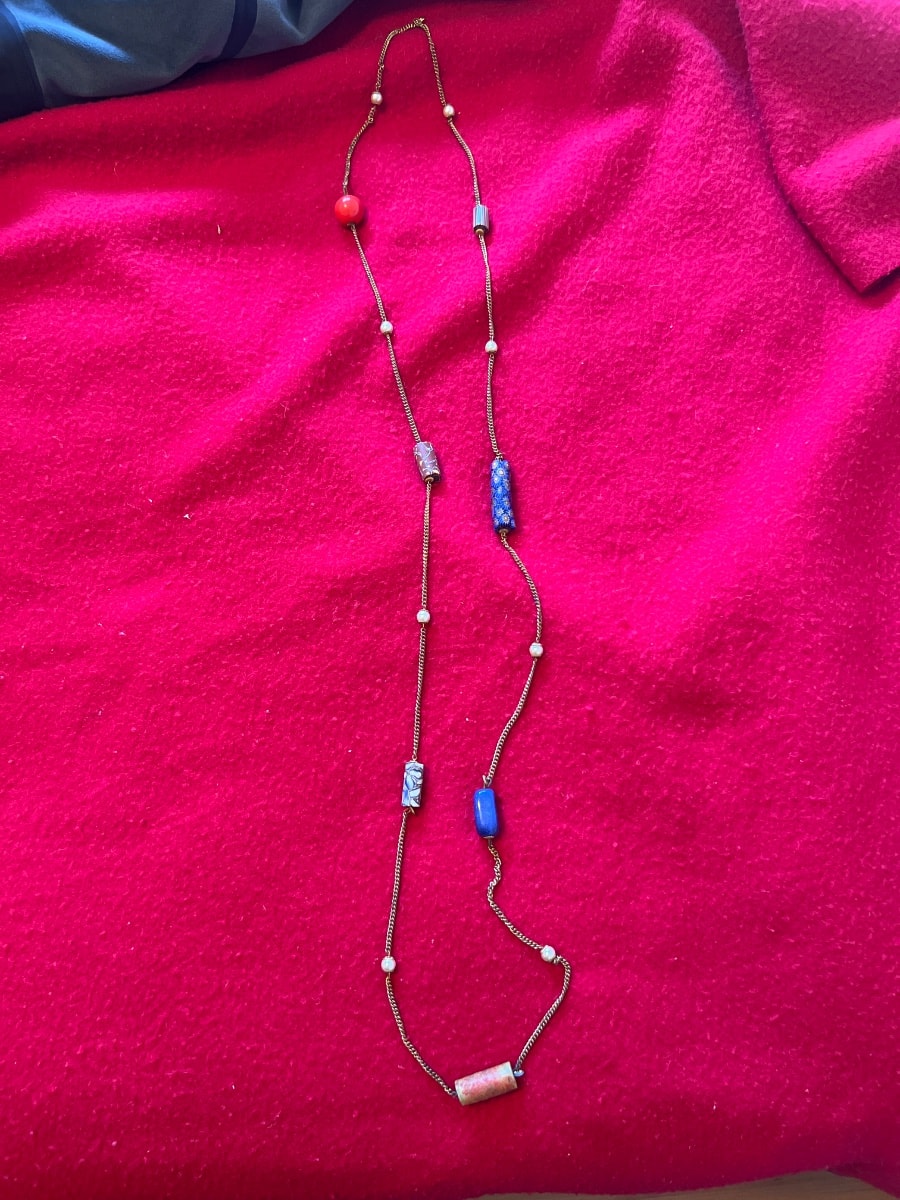 Vintage Venetian Millefiori and Lampwork Glass Sautoir, c. 1965-1975